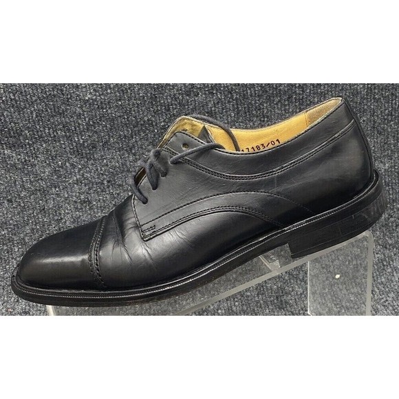 Florsheim Shoes Mens Size 7.5 Imperial Cap Toe Oxford Black Leather Made Italy - Picture 2 of 10
